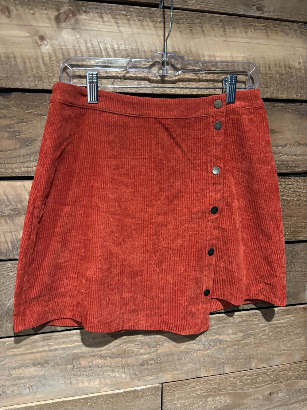 Lush Corduroy Button-Front Mini Skirt - Rust Orange